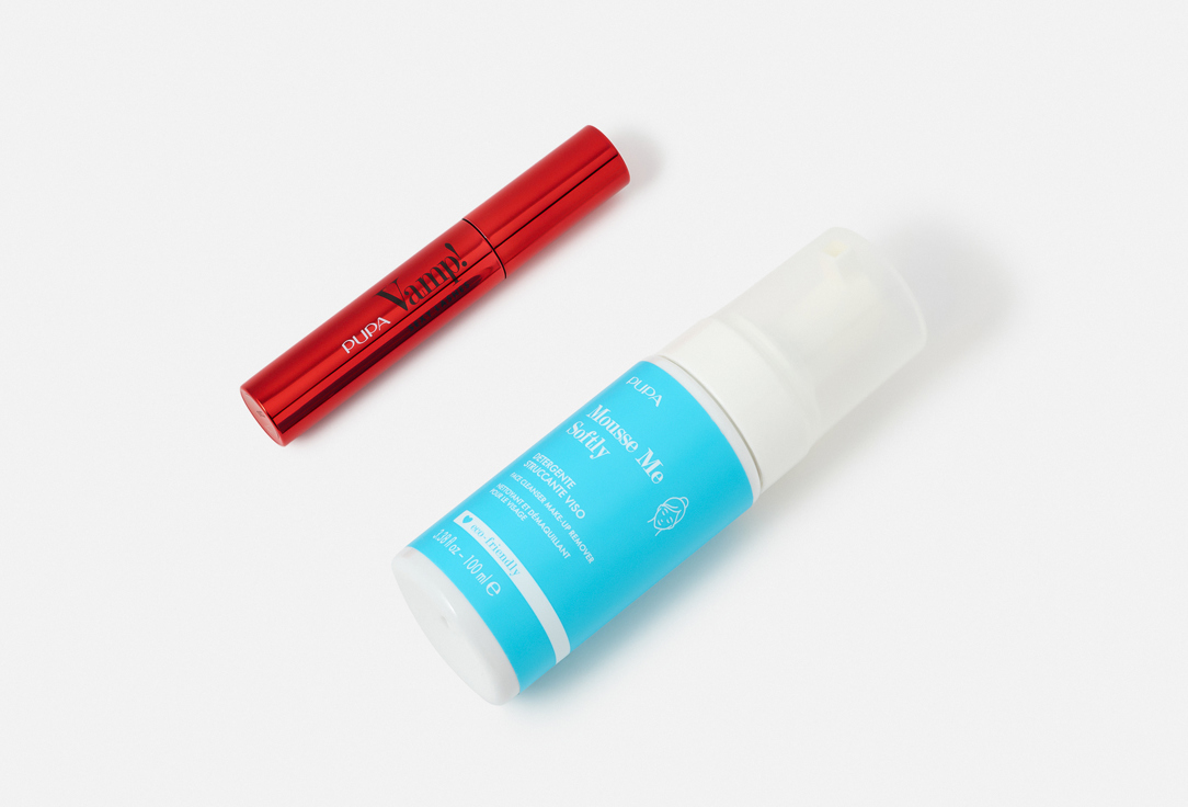 Pupa Mascara & Face Cleanser Set Kit Vamp! Sexy Lashes & Mousse Me Softly