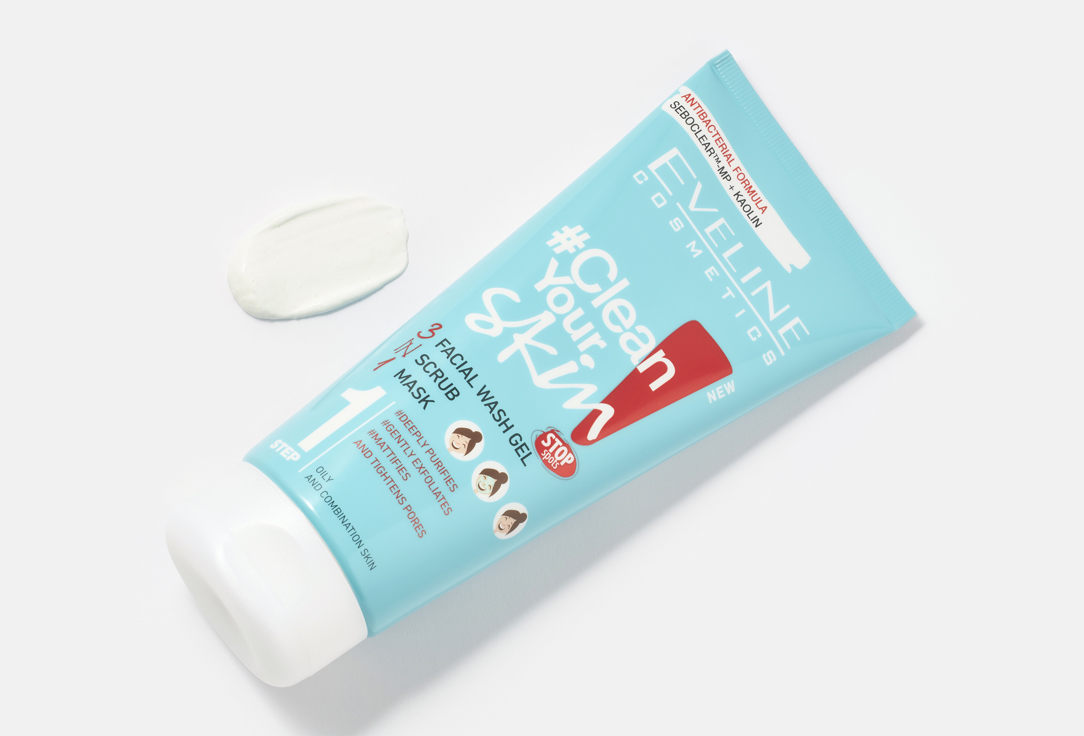 Eveline 3In1 Faсe Wash Gel, Scrub, Mask Clean your skin
