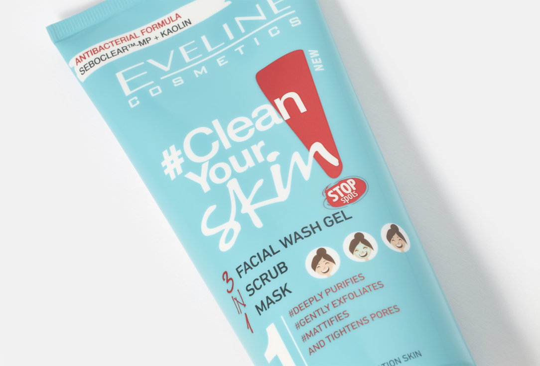 Eveline 3In1 Faсe Wash Gel, Scrub, Mask Clean your skin