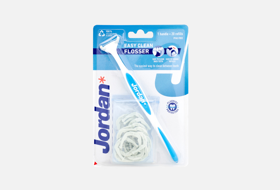 Jordan Flosser Handle & Refill Head Set Easy Clean Flosser 21 pcs Jordan Flosser Handle & Refill Head Set Easy Clean Flosser