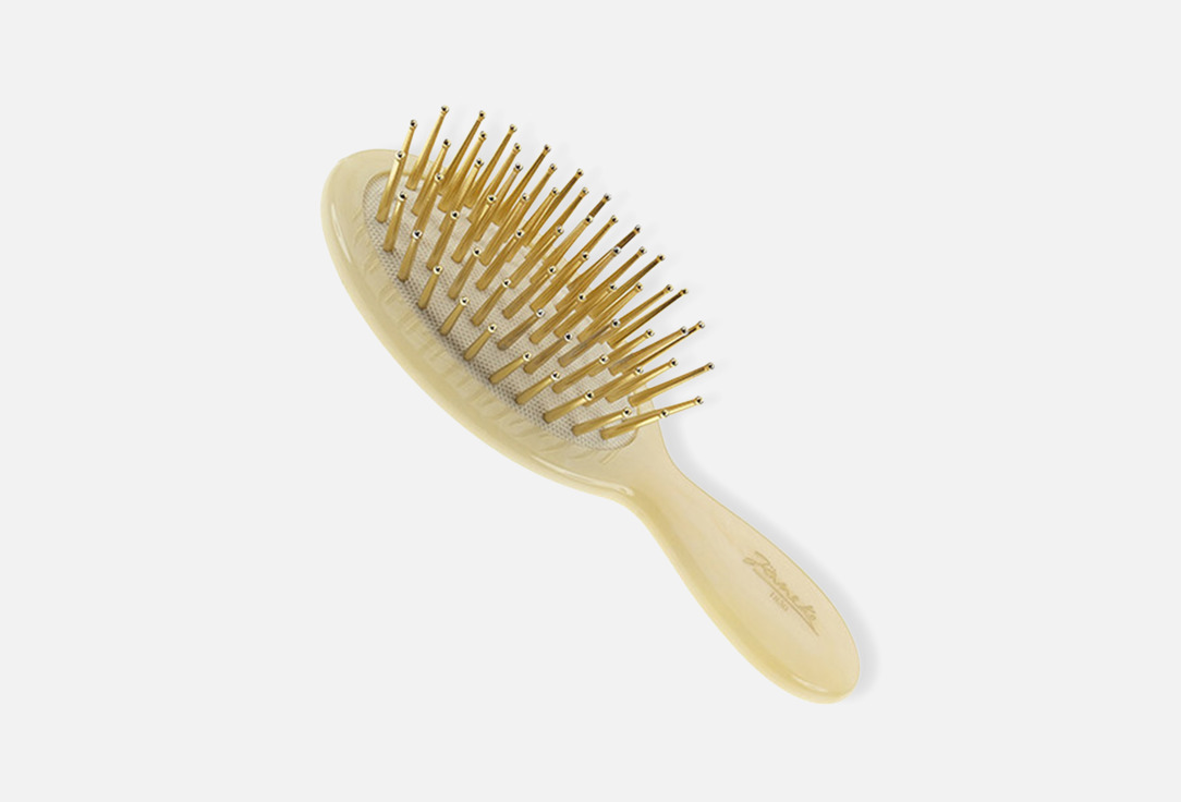Janeke Air-cushioned horn-imitation hairbrush with gold pins Air Cushioned Brush, Small Horn Imitation Janeke Air-cushioned horn-imitation hairbrush with gold pins Air Cushioned Brush, Small Horn Imitation