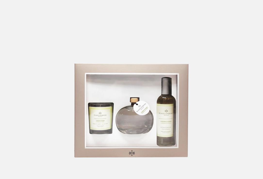 بلانت إي بارفام دو بروفانس مجموعة هدايا: شمعة معطرة، موزع عطر، معطر للجو جاردن أوف إيدن 3 قطعة بلانت إي بارفام دو بروفانس مجموعة هدايا: شمعة معطرة، موزع عطر، معطر للجو جاردن أوف إيدن