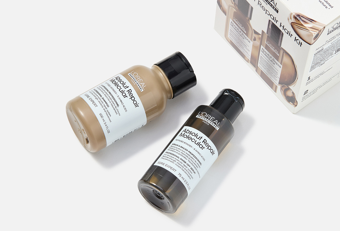 LOreal professionnel Repairing Shampoo & Rinse-off Serum Set Absolut Repair Molecular Mini Duo Kit 2 pcs LOreal professionnel Repairing Shampoo & Rinse-off Serum Set Absolut Repair Molecular Mini Duo Kit