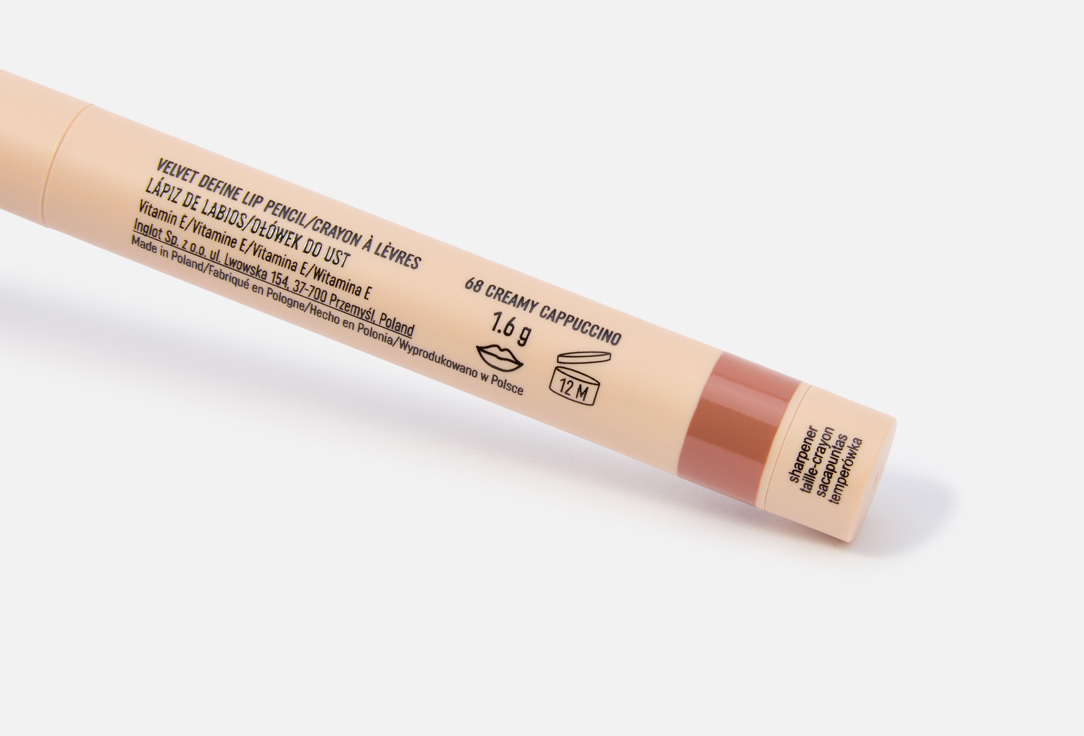 Inglot Карандаш для губ Velvet define lip pencil 68, Кремовый капуччино 1.6 г Inglot Карандаш для губ Velvet define lip pencil