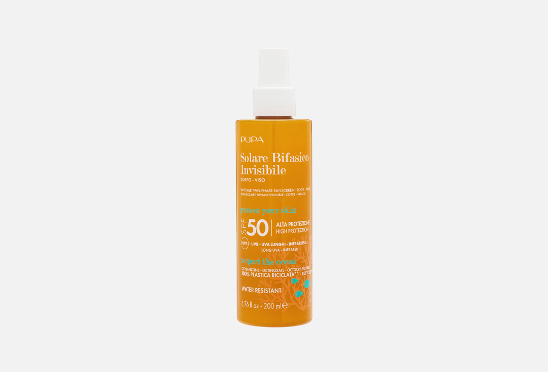 Pupa Two‑phase invisible body & face spray SPF 50 Solare Bifasico Invisibile