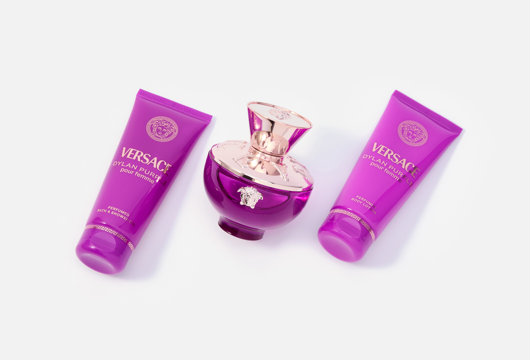 Versace Gift Set: Eau De Parfum, Bath & Shower Gel, Body Lotion Dylan Purple