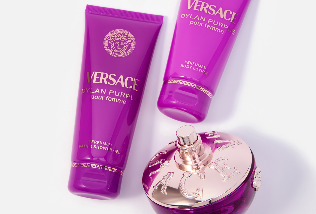 Versace Gift Set: Eau De Parfum, Bath & Shower Gel, Body Lotion Dylan Purple