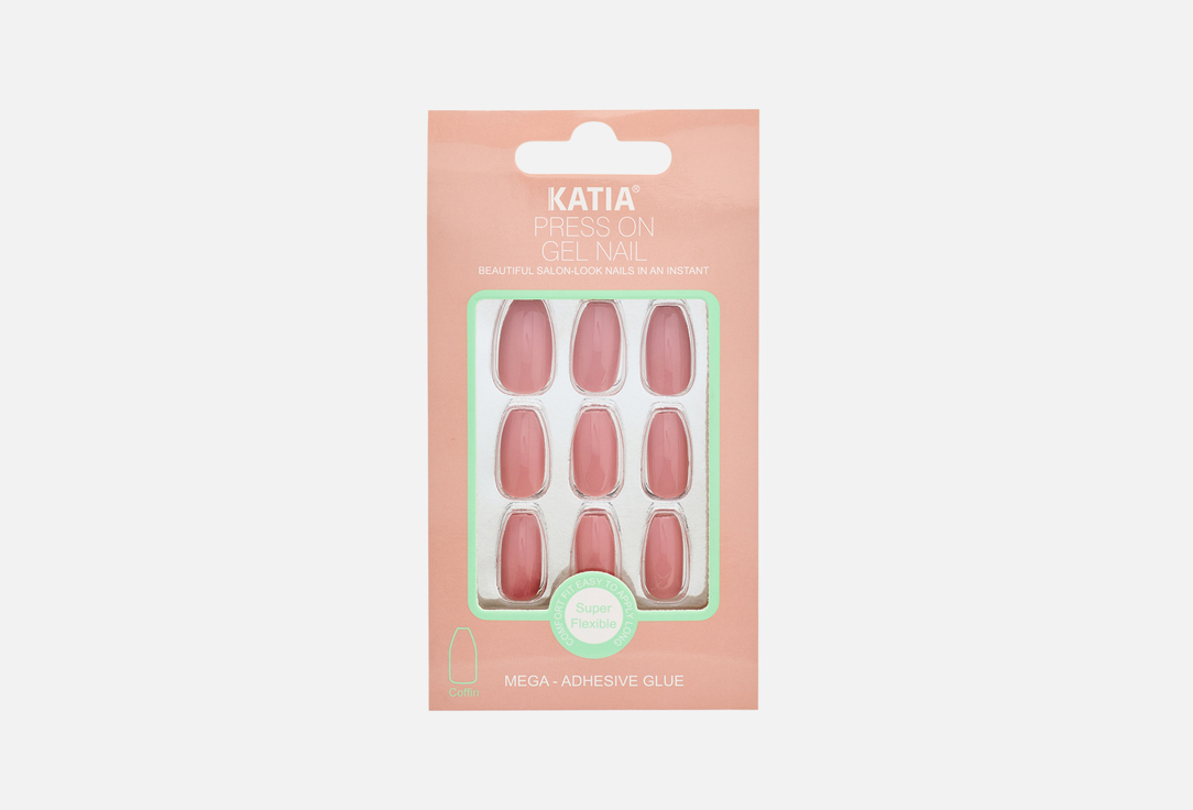 Katia Press On Gel Nail Nails Coffin CK09, Nude 1 pcs Katia Press On Gel Nail Nails Coffin