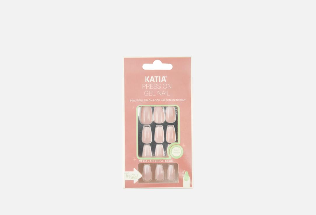 Katia Press On Gel Nail Nails Coffin CK103, Omber 1 pcs Katia Press On Gel Nail Nails Coffin