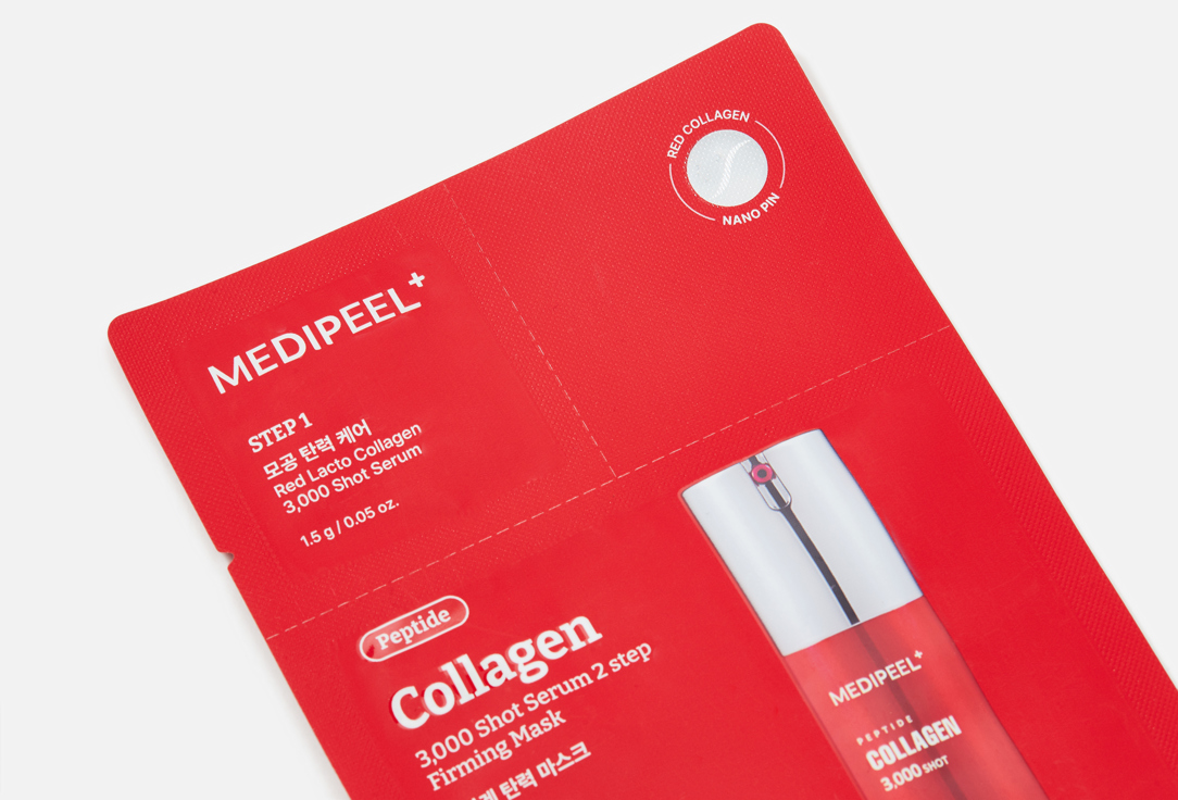 MEDI-PEEL Moisturizing Face Mask Red Lacto Collagen 3000 Shot Serum Two-Step Mask