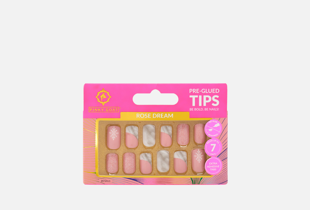 PINKY GOAT Press On Nails Pre-Glued Tips Rose dream 24 pcs PINKY GOAT Press On Nails Pre-Glued Tips