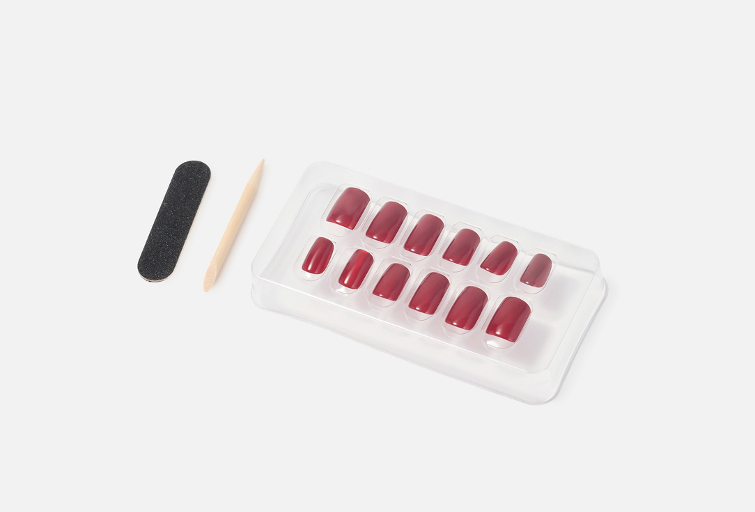 PINKY GOAT Press On Nails Pre-Glued Tips Wine red 24 pcs PINKY GOAT Press On Nails Pre-Glued Tips