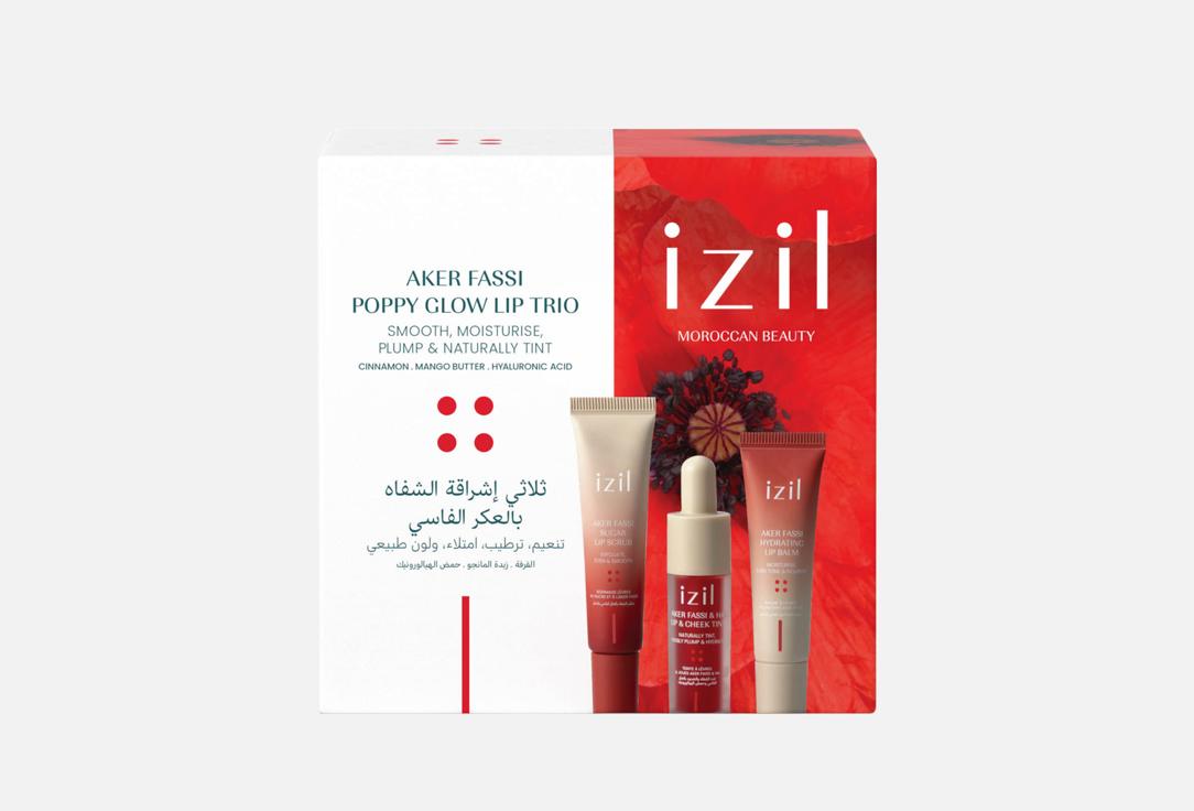 Izil Beauty Lip Makeup & Care Set Aker Fassi Poppy Glow Lip Trio 3 pcs Izil Beauty Lip Makeup & Care Set Aker Fassi Poppy Glow Lip Trio