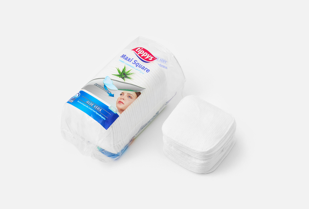 Tippys Skincare Cotton Pads Maxi square Aloe vera 50 pcs Tippys Skincare Cotton Pads Maxi square Aloe vera