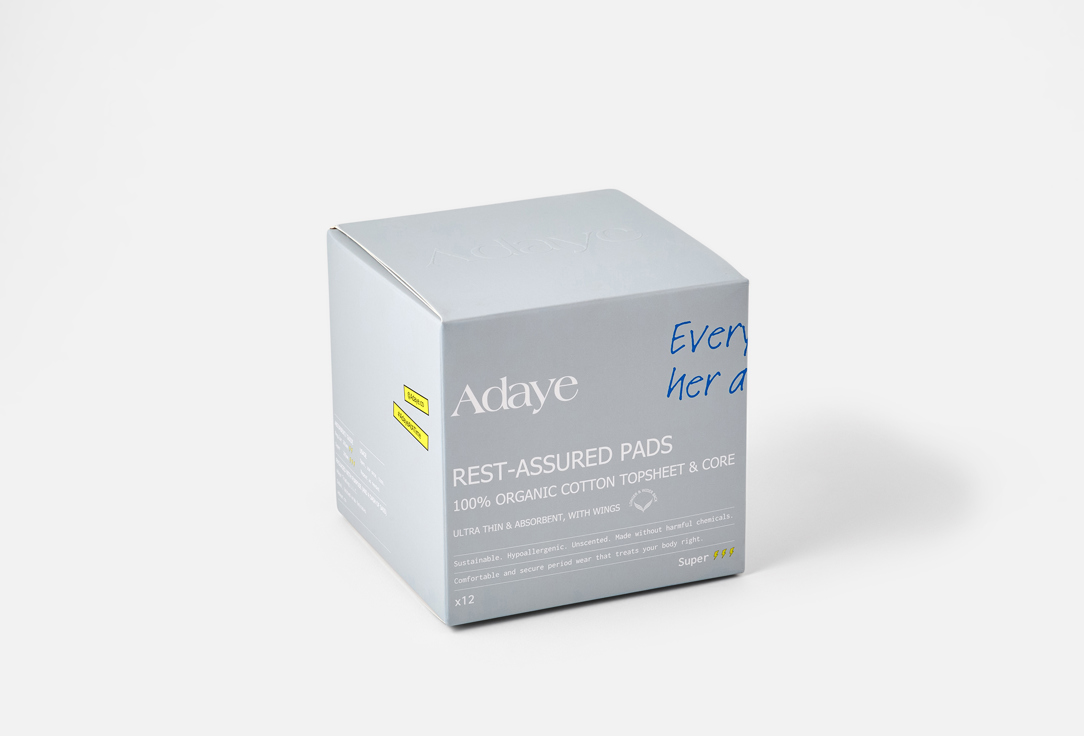 Adaye Organic biodegradable menstrual pads Rest-Assured Pads — Super 140.8 g Adaye Organic biodegradable menstrual pads Rest-Assured Pads — Super