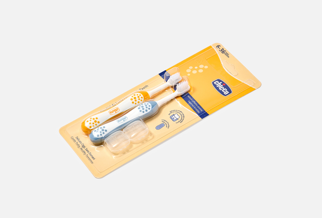CHICCO Toothbrush set for babies 6-36 months Indigo & Mustard Toothbrushes