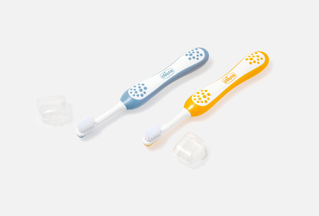 CHICCO Toothbrush set for babies 6-36 months Indigo & Mustard Toothbrushes