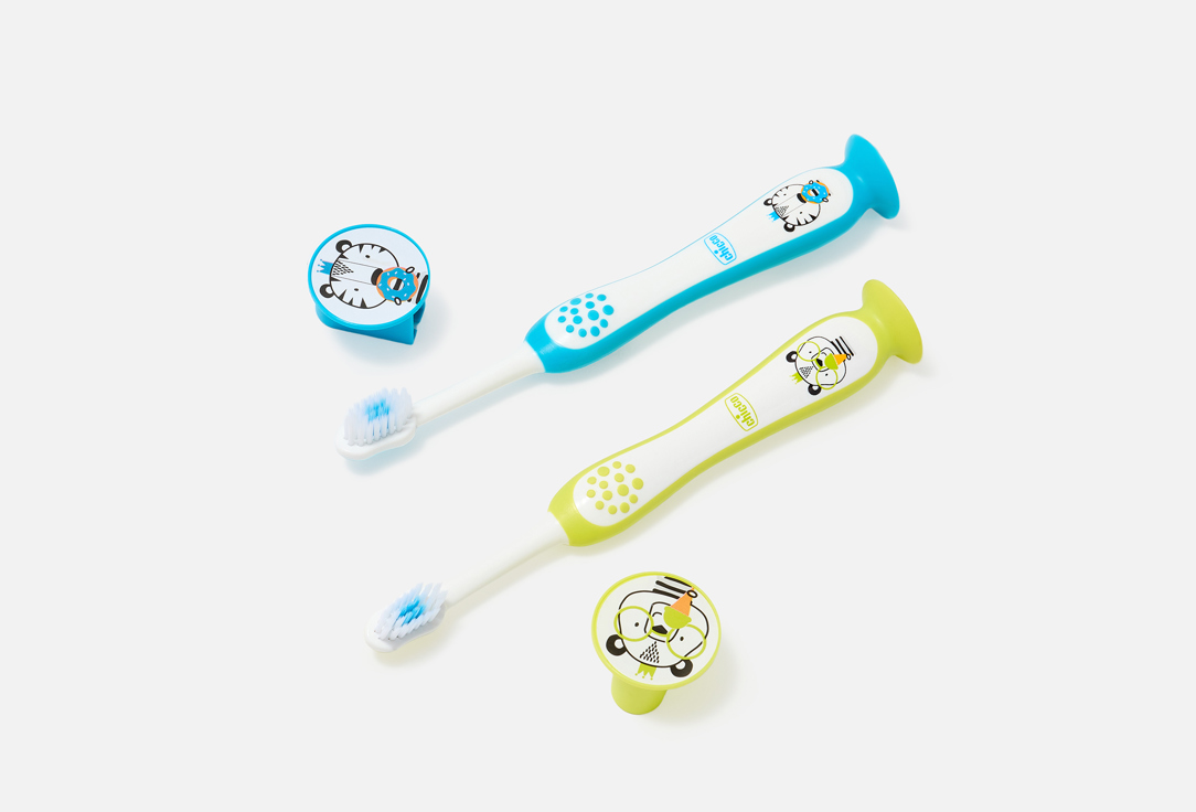 CHICCO Toothbrush set for kids 3-6 years Tiger & Panda Toothbrushes