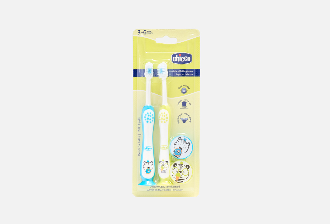 CHICCO Toothbrush set for kids 3-6 years Tiger & Panda Toothbrushes