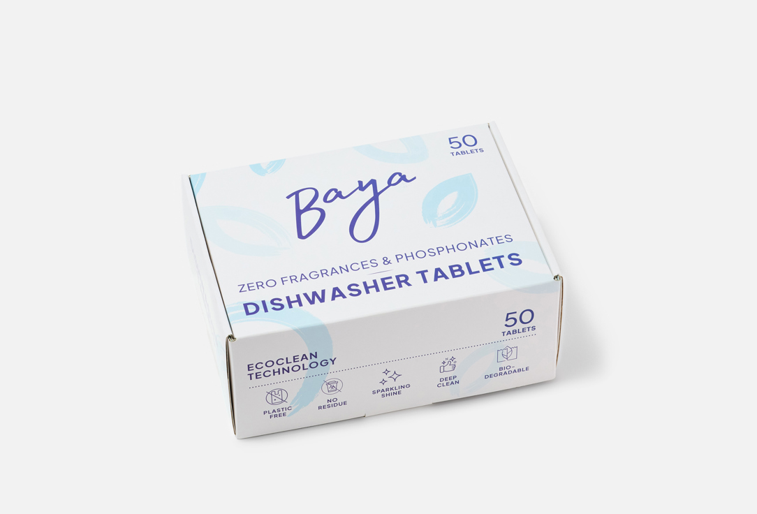 Baya dishwasher tablets Zero Fragrances & Phosphonates 50 pcs Baya dishwasher tablets Zero Fragrances & Phosphonates