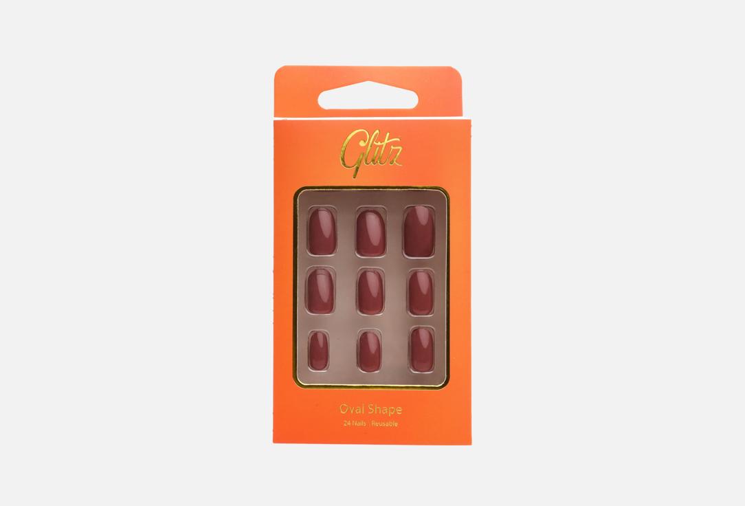 GLITZ Press-on nails Oval Maroon