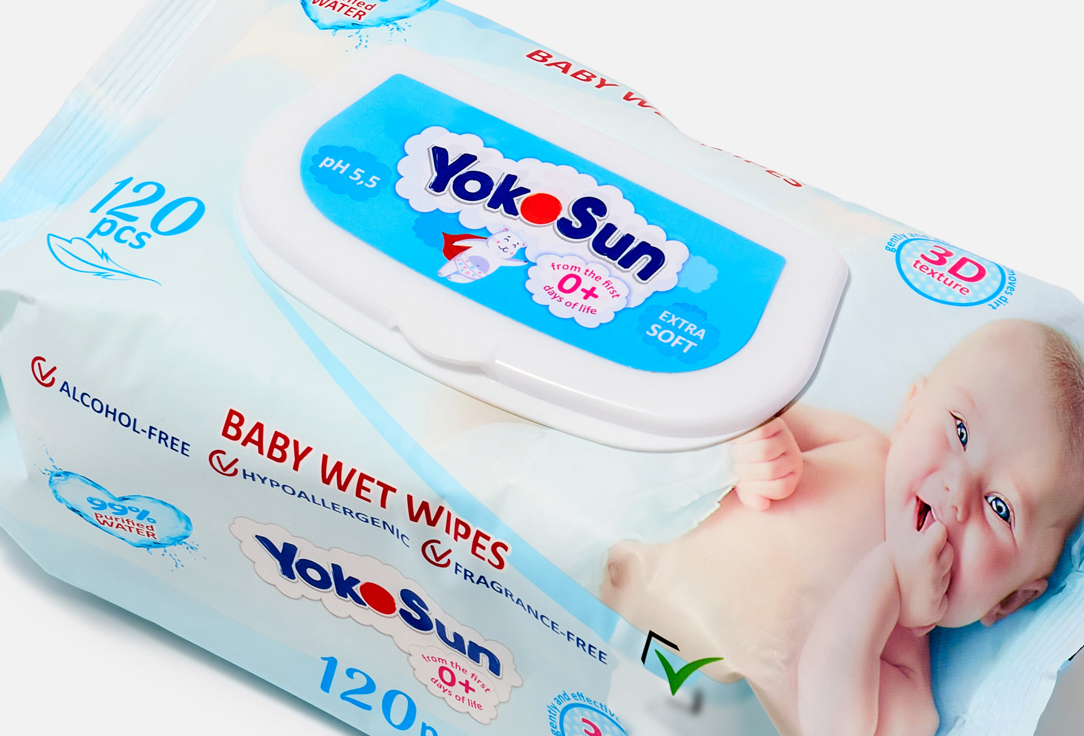 YokoSun Baby Wet Wipes Extra Soft 120 pcs YokoSun Baby Wet Wipes Extra Soft