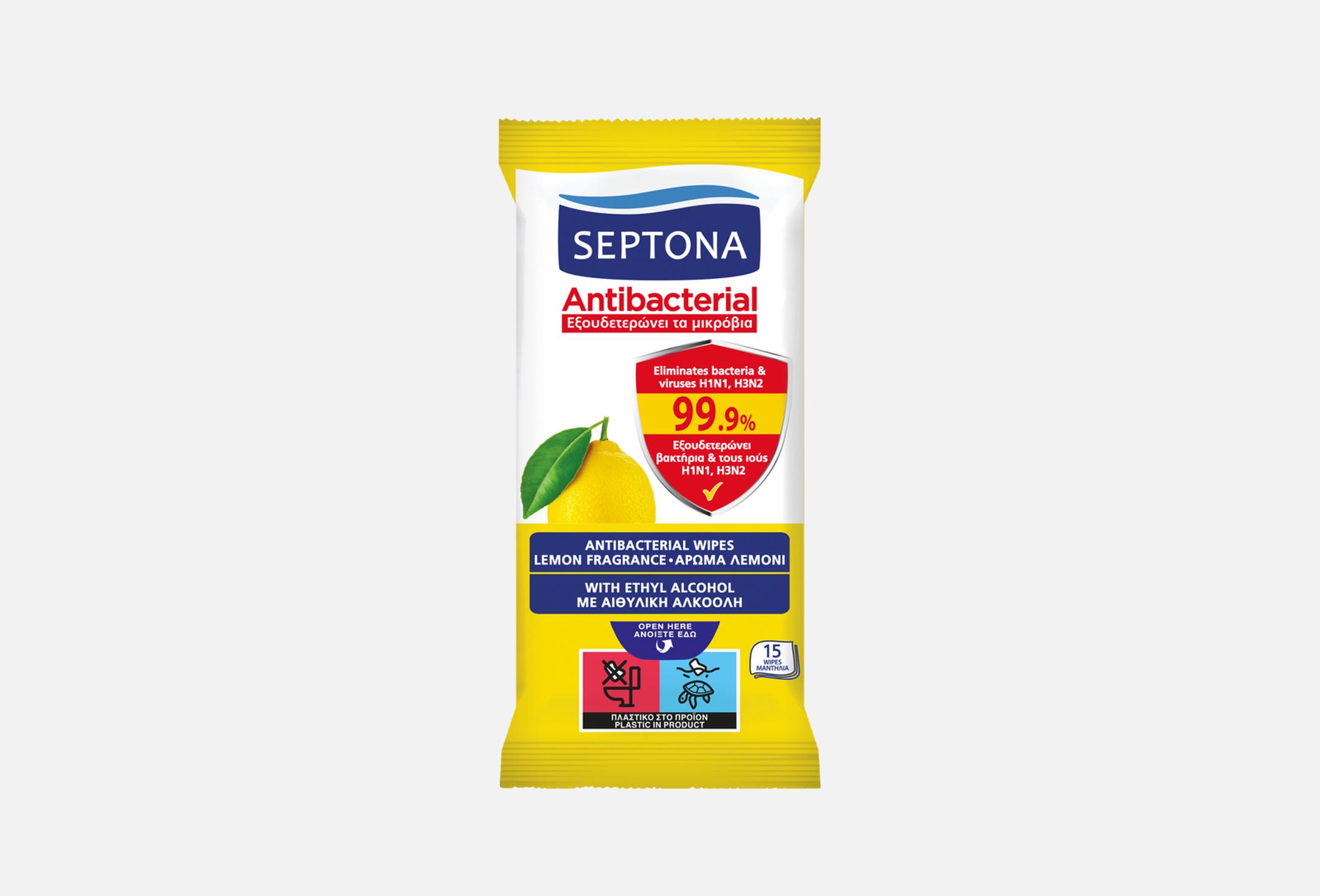 Antibacterial Wet Wipes Lemon 15