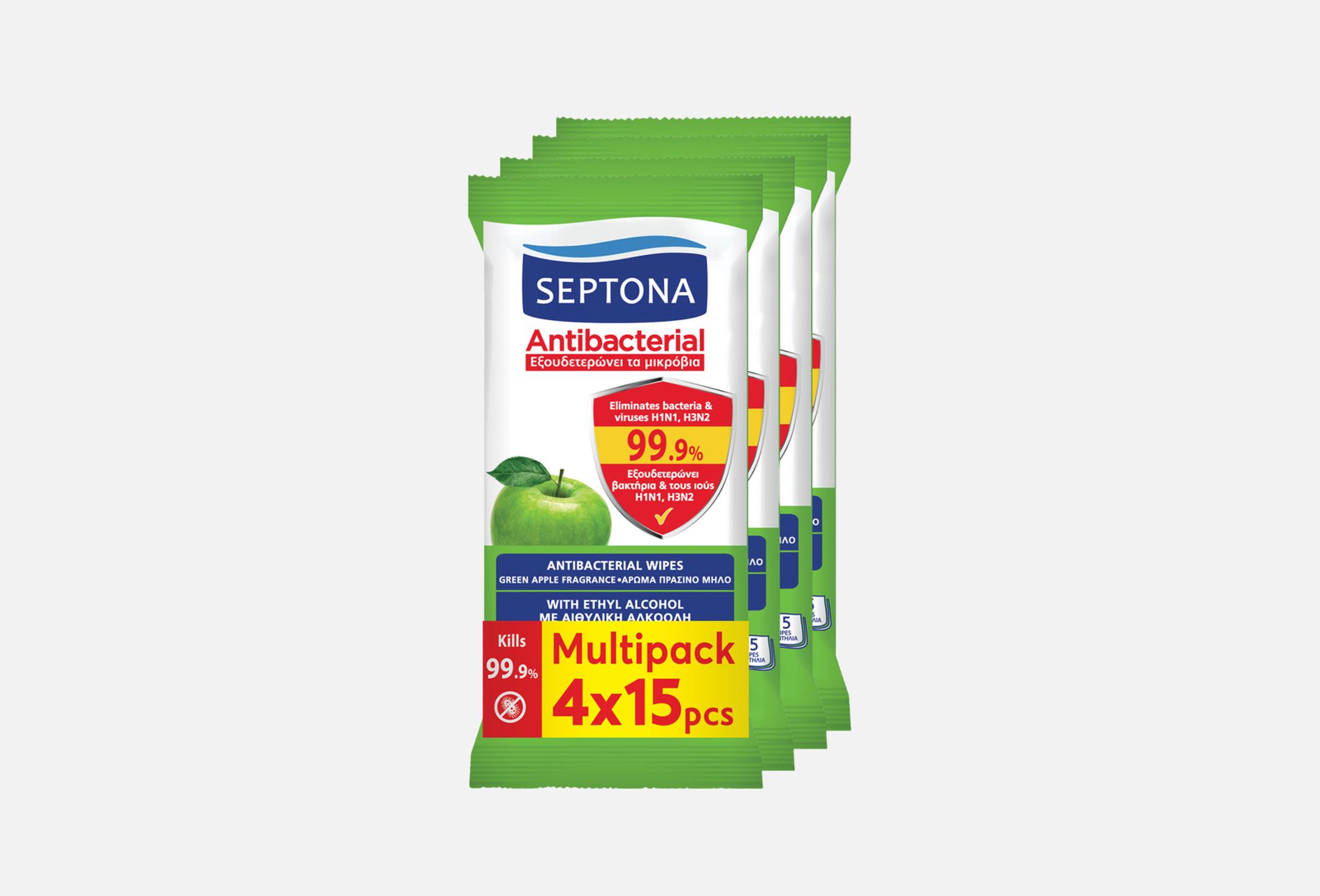 Antibacterial Wet Wipes Green Apple 60
