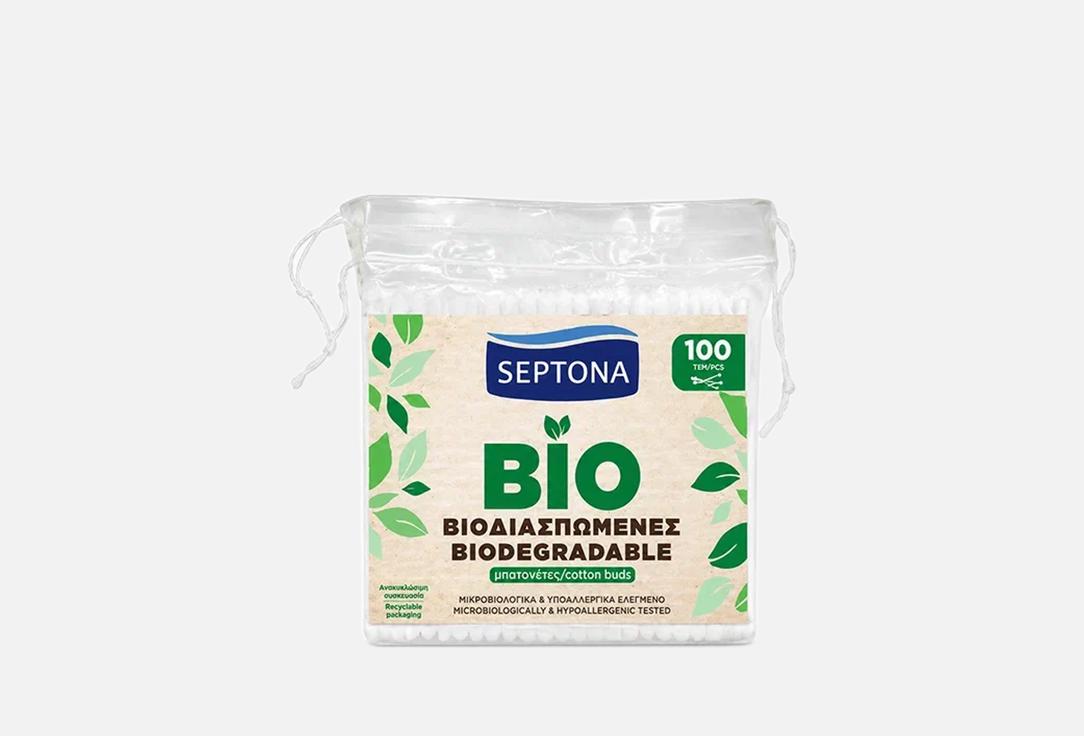 SEPTONA أعواد قطنية بسيقان ورقية بايوديغريدابل كوتن بودز 100 قطعة SEPTONA أعواد قطنية بسيقان ورقية بايوديغريدابل كوتن بودز