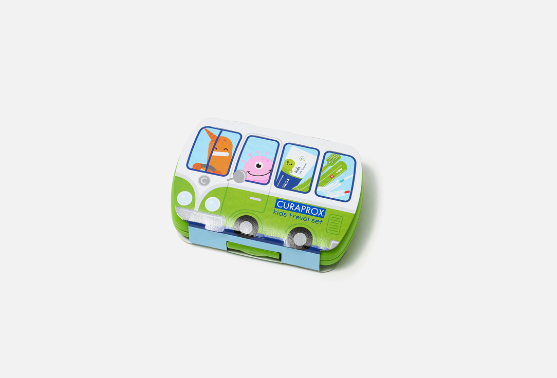 Curaprox Kids Oral Care Travel Set Kids Travel Set, Green 4 pcs Curaprox Kids Oral Care Travel Set Kids Travel Set, Green
