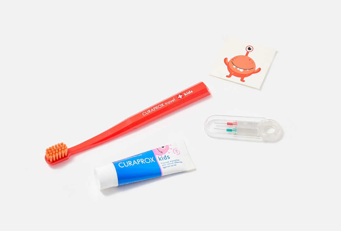 Curaprox Kids Oral Care Travel Set Kids Travel Set, Red 4 pcs Curaprox Kids Oral Care Travel Set Kids Travel Set, Red