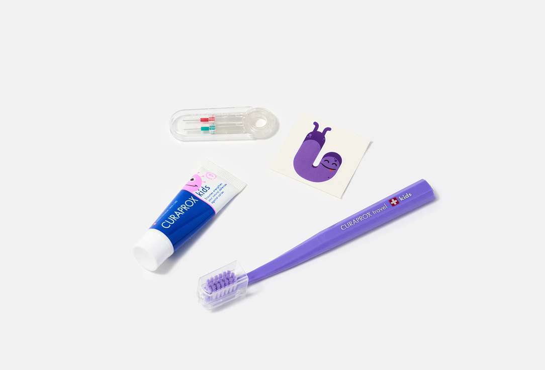 Curaprox Kids Oral Care Travel Set Kids Travel Set, Purple 4 pcs Curaprox Kids Oral Care Travel Set Kids Travel Set, Purple