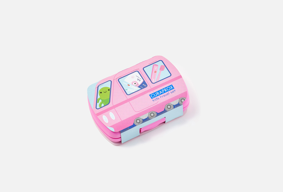 Curaprox Kids Oral Care Travel Set Kids Travel Set, Pink 4 pcs Curaprox Kids Oral Care Travel Set Kids Travel Set, Pink