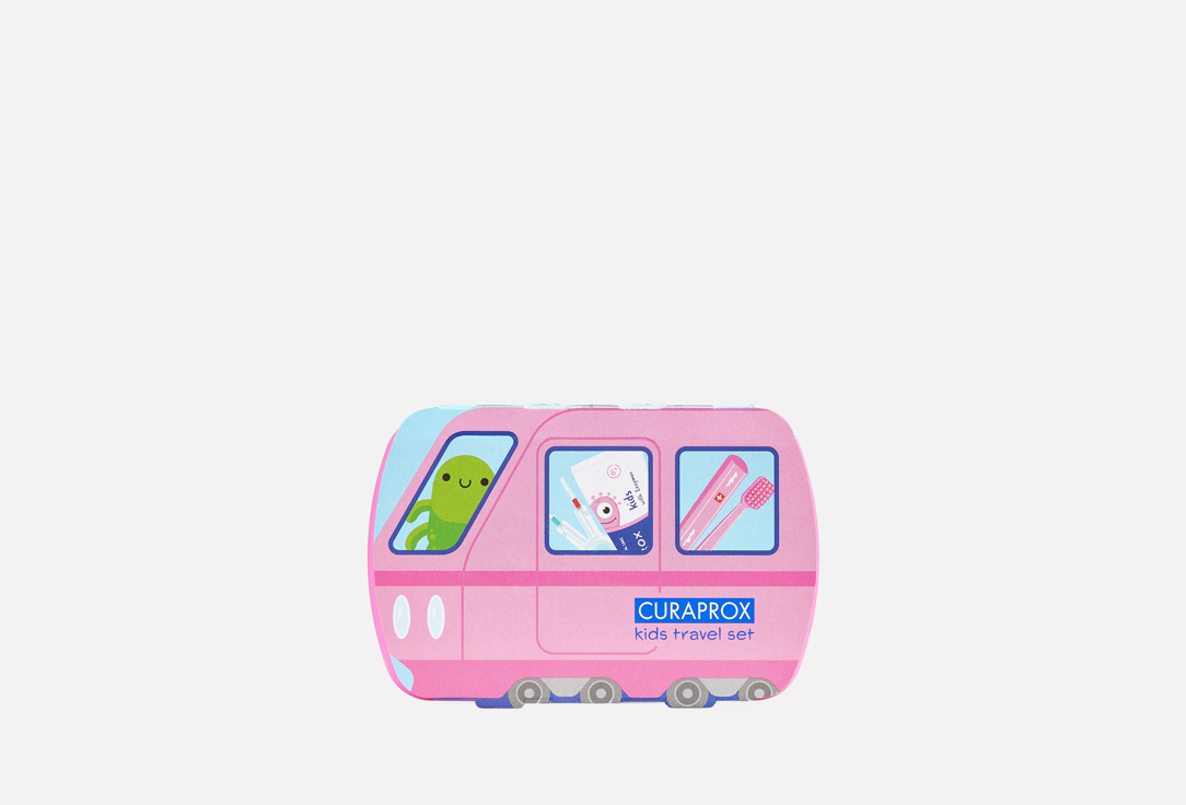 Curaprox Kids Oral Care Travel Set Kids Travel Set, Pink 4 pcs Curaprox Kids Oral Care Travel Set Kids Travel Set, Pink