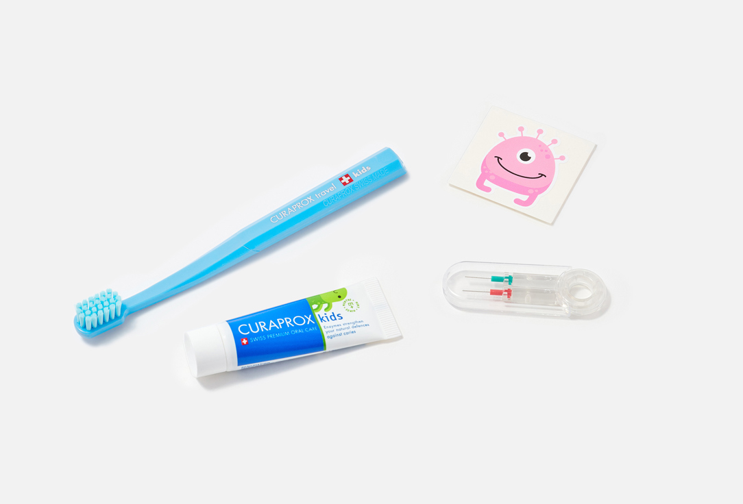 Curaprox Kids Oral Care Travel Set Kids Travel Set, Blue 4 pcs Curaprox Kids Oral Care Travel Set Kids Travel Set, Blue