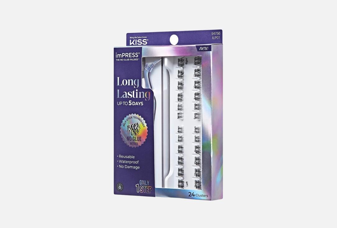 Kiss Pre-Glued Lash Clusters Impress Long-lasting, 01 Black 24 pcs Kiss Pre-Glued Lash Clusters Impress Long-lasting, 01