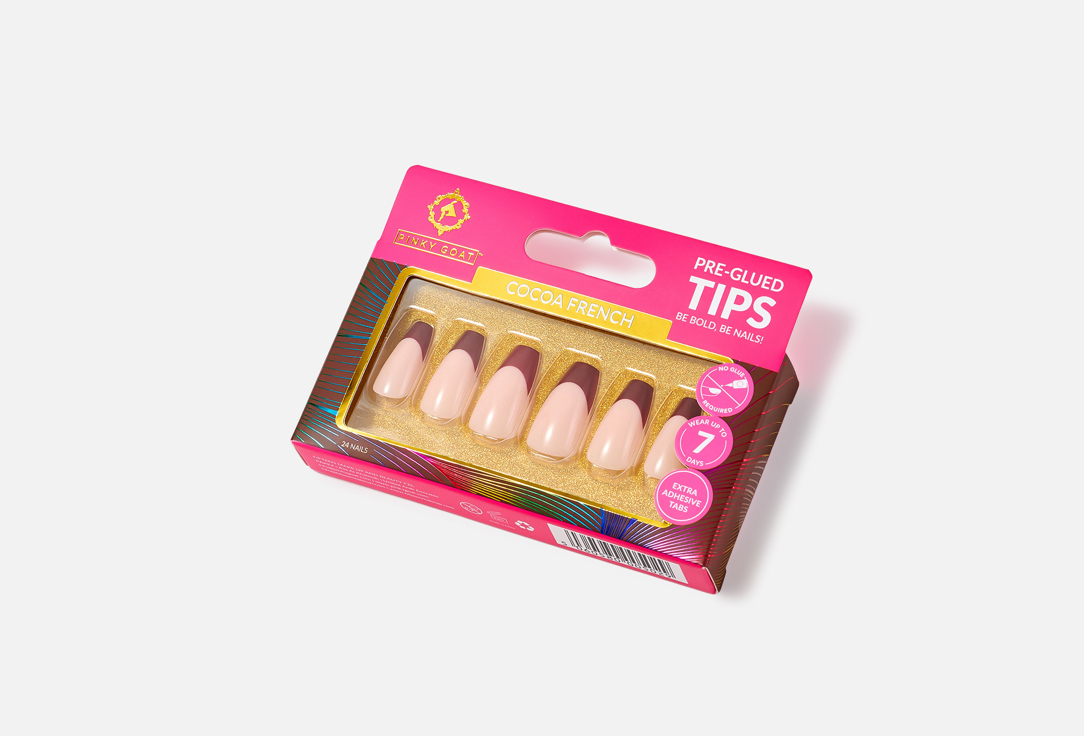 PINKY GOAT Pre glued press on nails Cocoa French