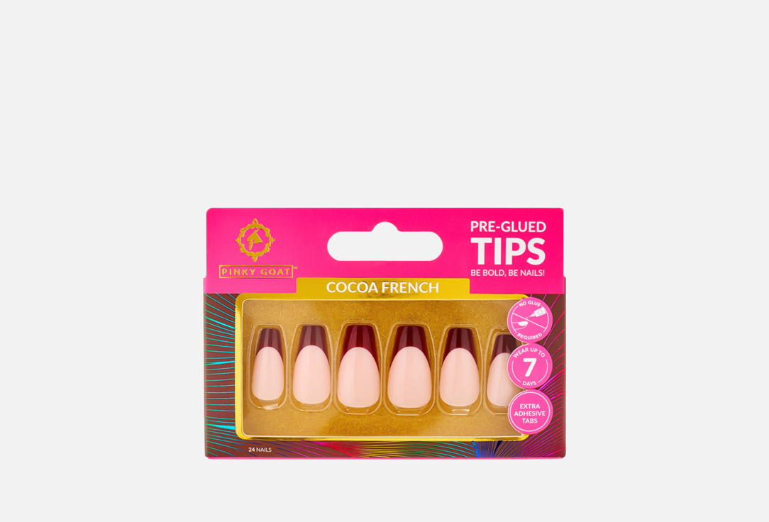 PINKY GOAT Pre glued press on nails Cocoa French