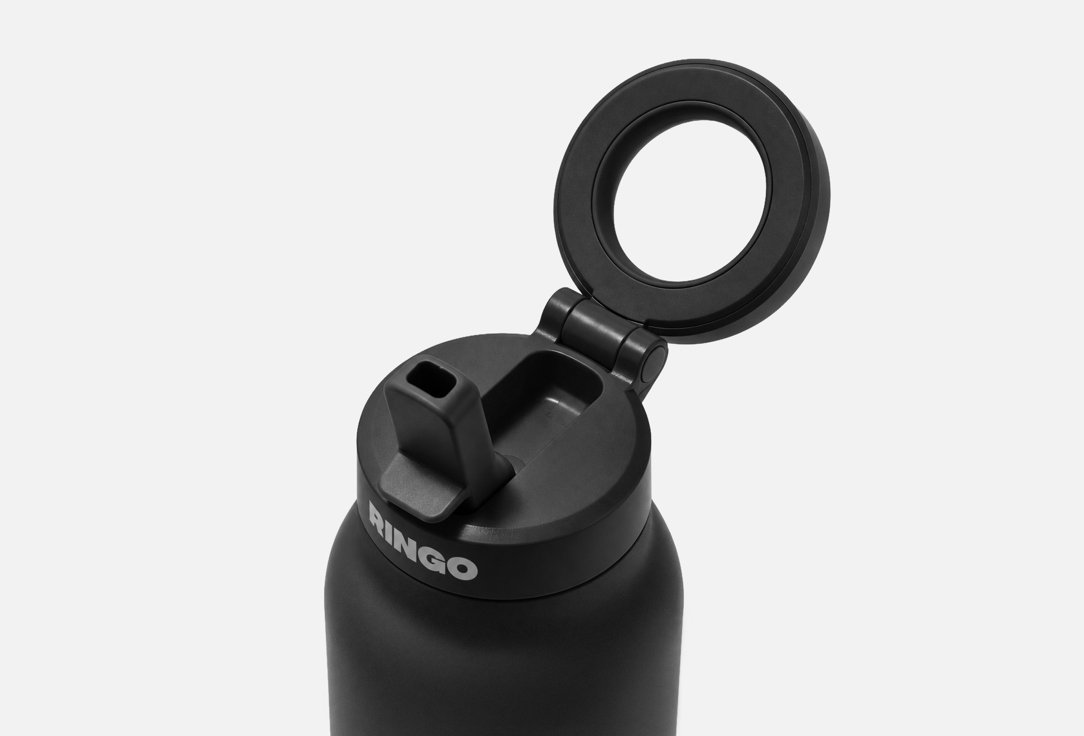 RINGO INSULATED WATER BOTTLE WITH MAGNETIC PHONE MOUNT Sip Lid Black 1 pcs RINGO INSULATED WATER BOTTLE WITH MAGNETIC PHONE MOUNT Sip Lid