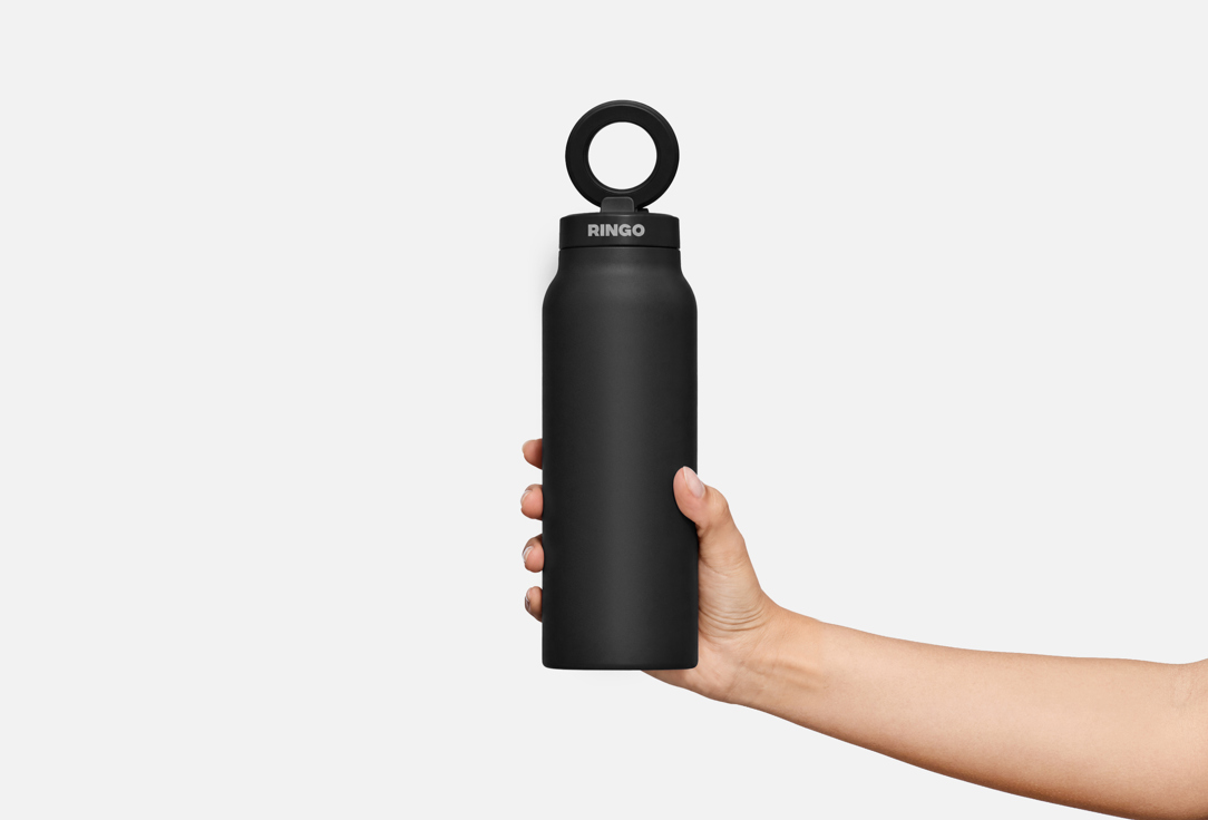 RINGO INSULATED WATER BOTTLE WITH MAGNETIC PHONE MOUNT Sip Lid Black 1 pcs RINGO INSULATED WATER BOTTLE WITH MAGNETIC PHONE MOUNT Sip Lid