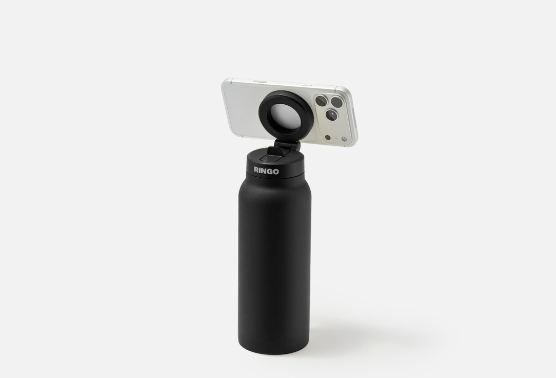 RINGO INSULATED WATER BOTTLE WITH MAGNETIC PHONE MOUNT Sip Lid Black 1 pcs RINGO INSULATED WATER BOTTLE WITH MAGNETIC PHONE MOUNT Sip Lid
