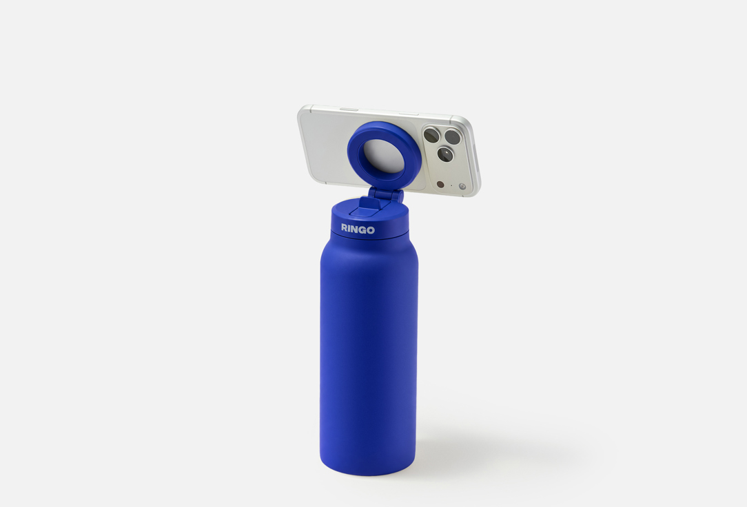 RINGO INSULATED WATER BOTTLE WITH MAGNETIC PHONE MOUNT Sip Lid Blue 1 pcs RINGO INSULATED WATER BOTTLE WITH MAGNETIC PHONE MOUNT Sip Lid