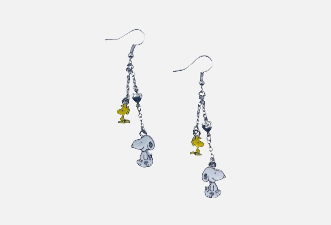 House of Disaster Earrings Peanuts Snoopy and Woodstock White/yellow enamel 1 pcs House of Disaster Earrings Peanuts Snoopy and Woodstock