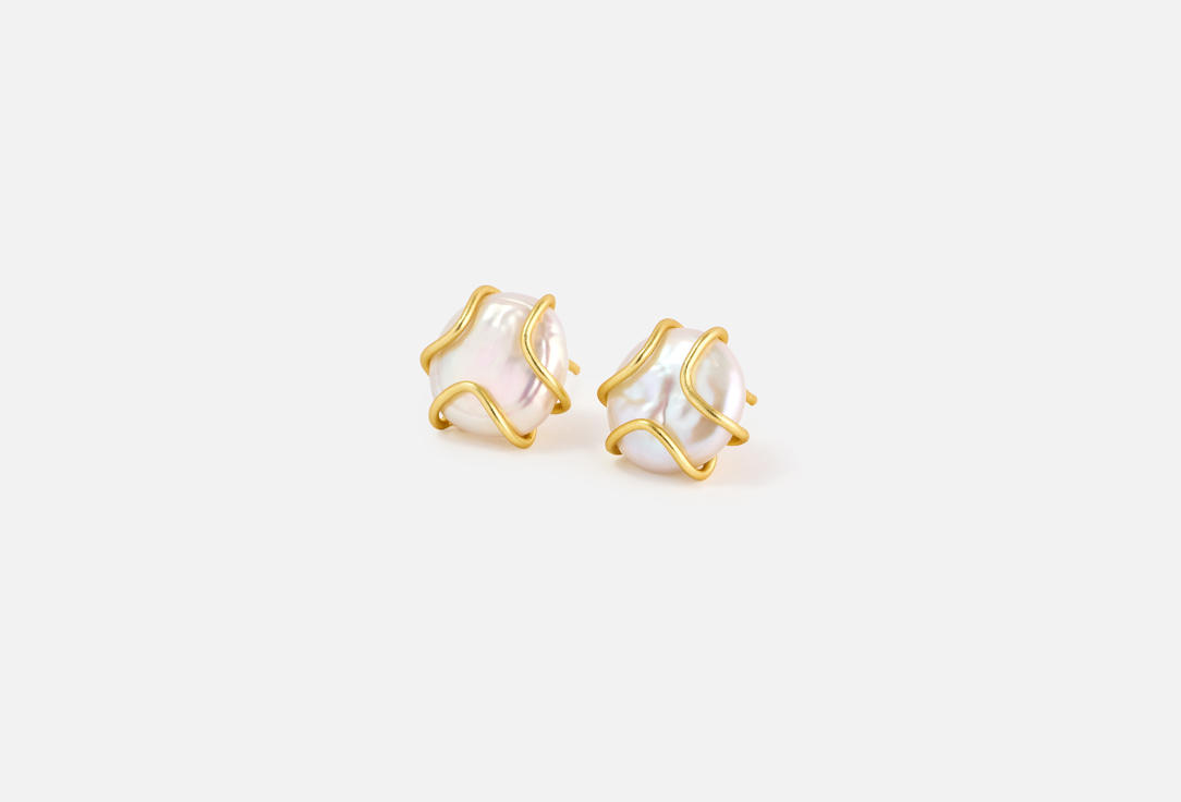 ELNALINE Earrings Pearl Cage Studs 2 pcs ELNALINE Earrings Pearl Cage Studs