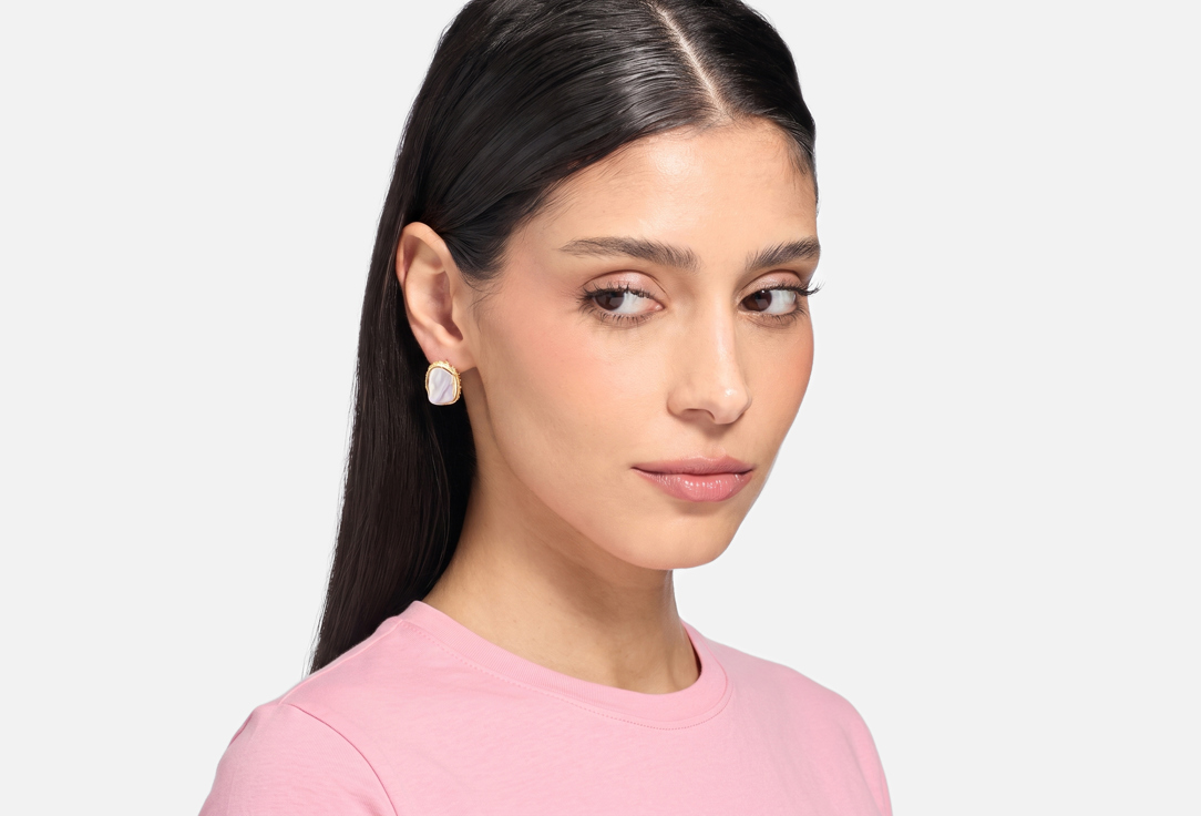 ELNALINE Серьги Textured Pearl Studs