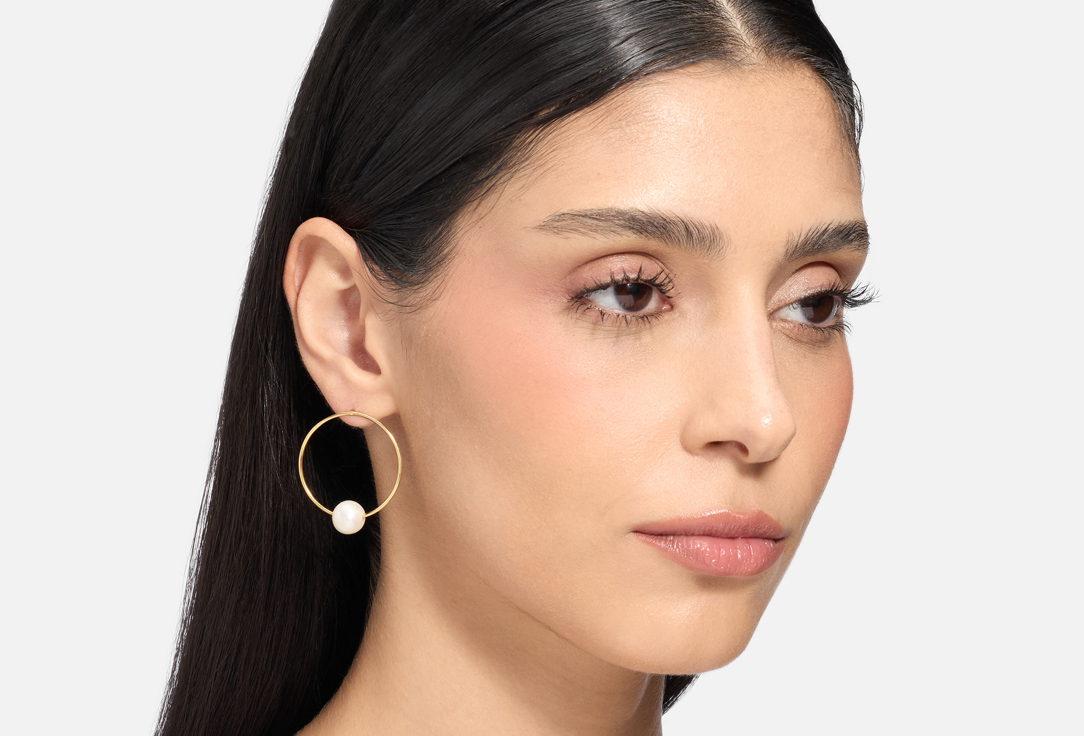 ELNALINE Серьги Moving Pearl Hoops