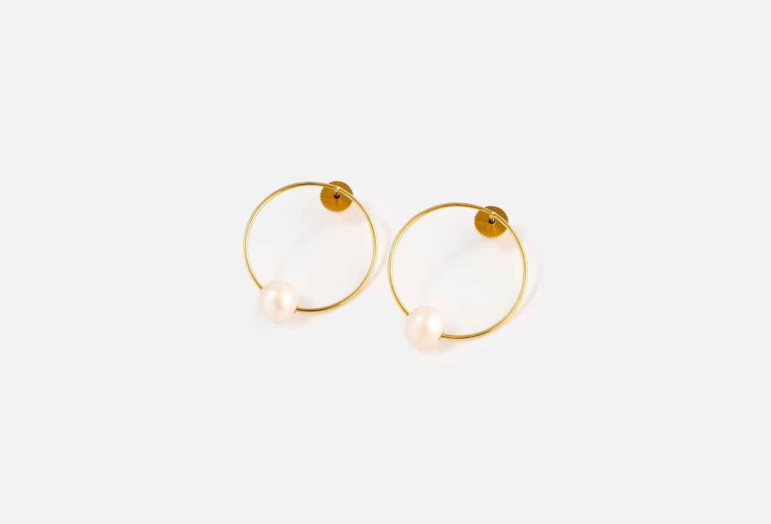 ELNALINE Earrings Moving Pearl Hoops 2 pcs ELNALINE Earrings Moving Pearl Hoops