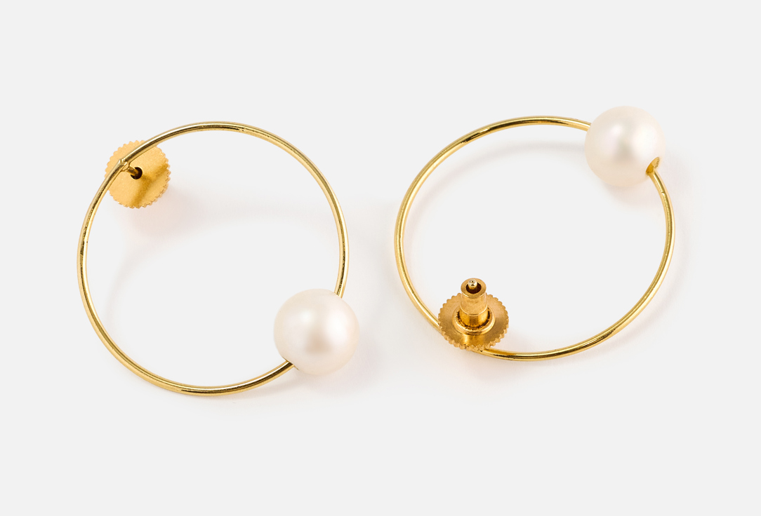 ELNALINE Earrings Moving Pearl Hoops 2 pcs ELNALINE Earrings Moving Pearl Hoops