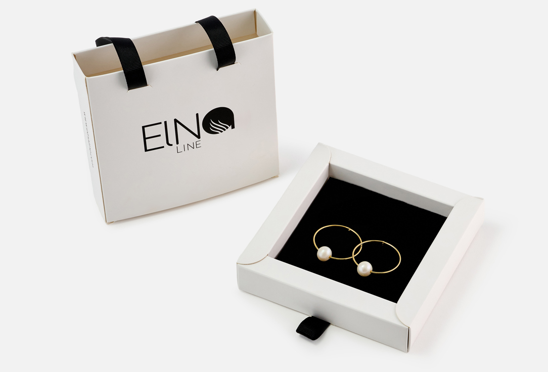 ELNALINE Earrings Moving Pearl Hoops 2 pcs ELNALINE Earrings Moving Pearl Hoops