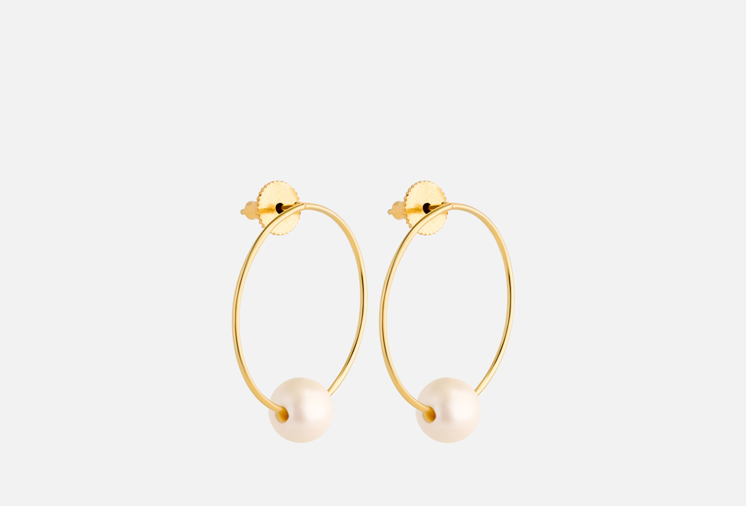 ELNALINE Earrings Moving Pearl Hoops 2 pcs ELNALINE Earrings Moving Pearl Hoops